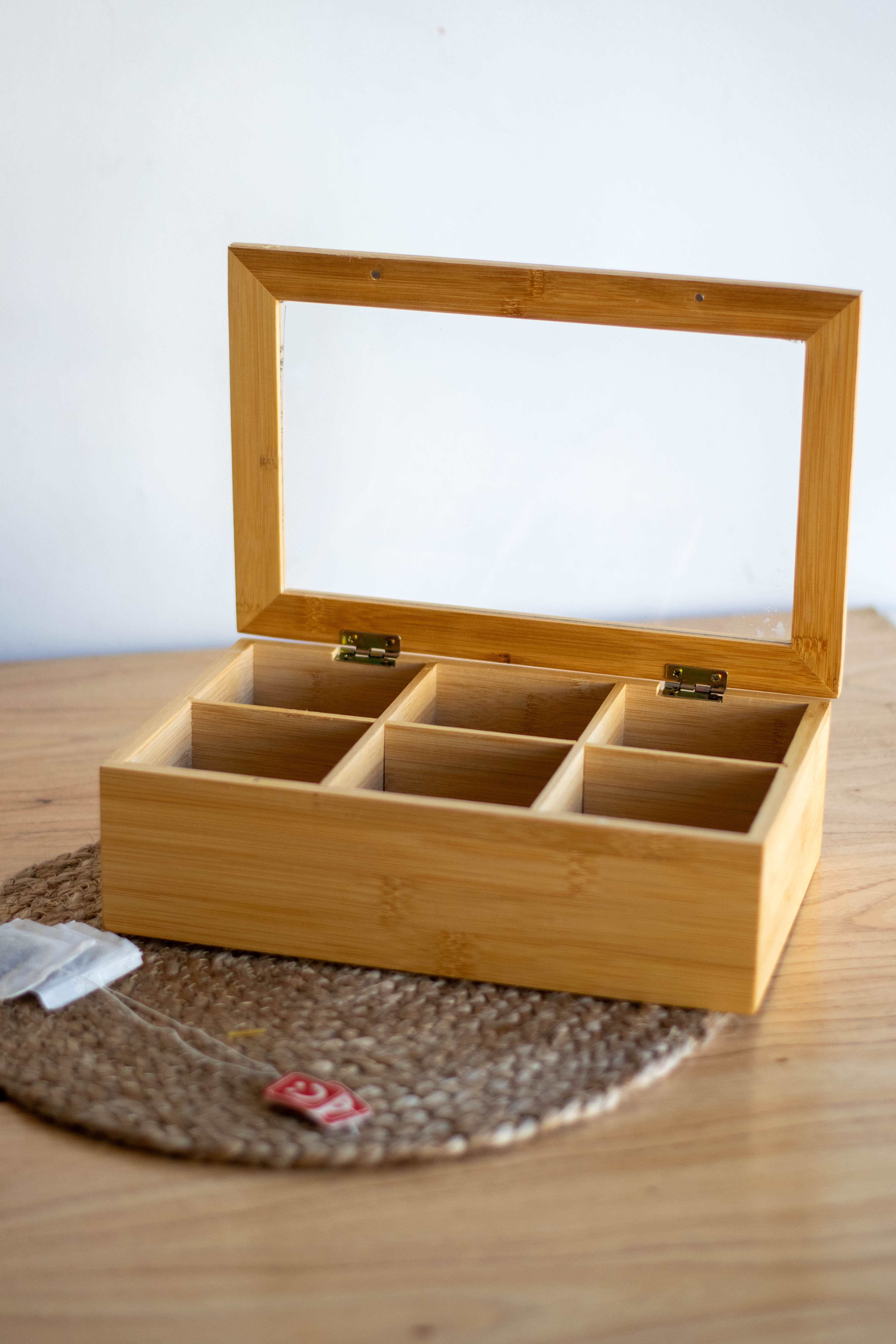 Caja organizadora de té línea bambú