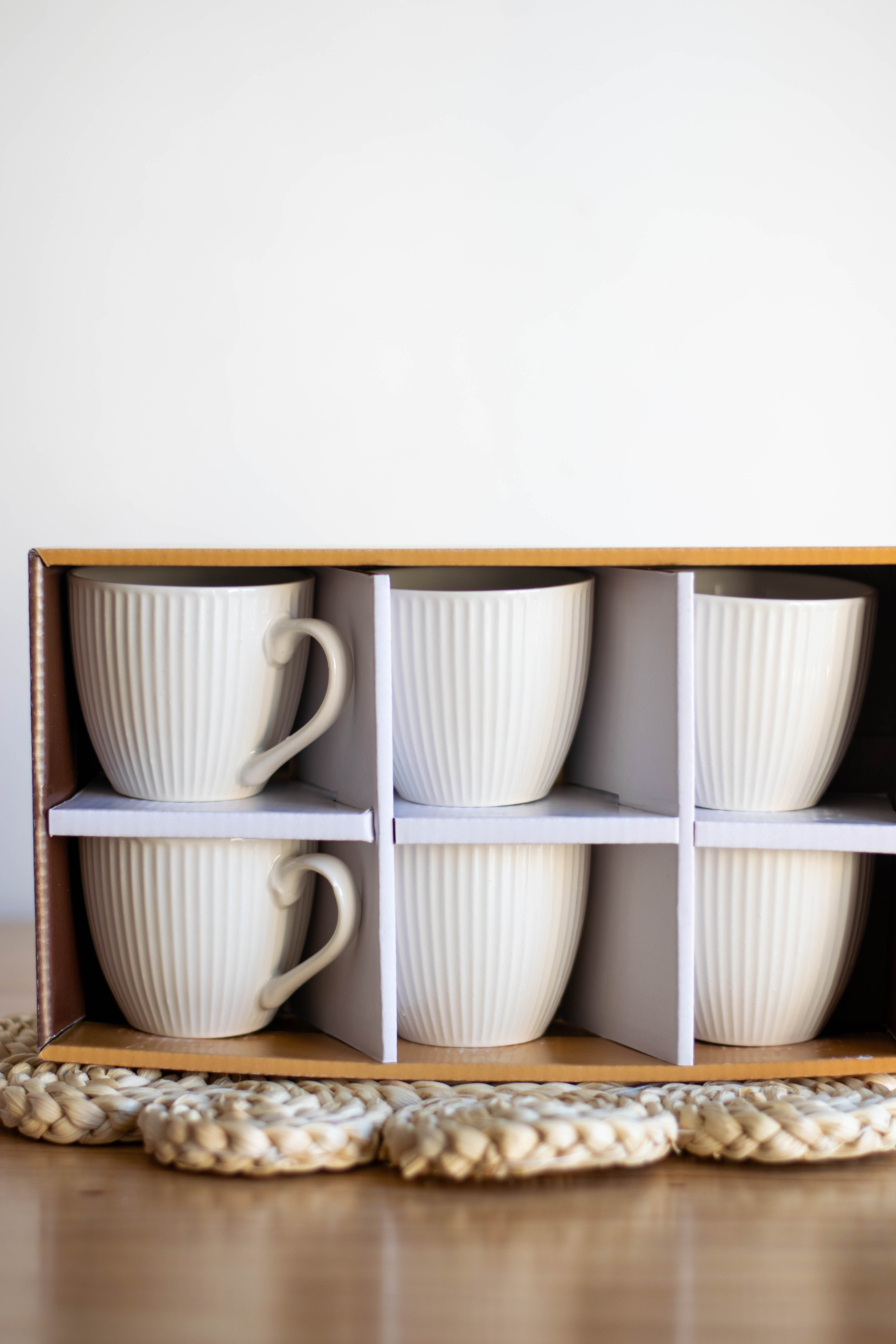 Set de tazas cerámica línea white rayas x 6